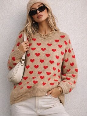 Vince Camuto Red Heart Sweater XL Oversized Cozy
Valentine Core Knit
Pullover